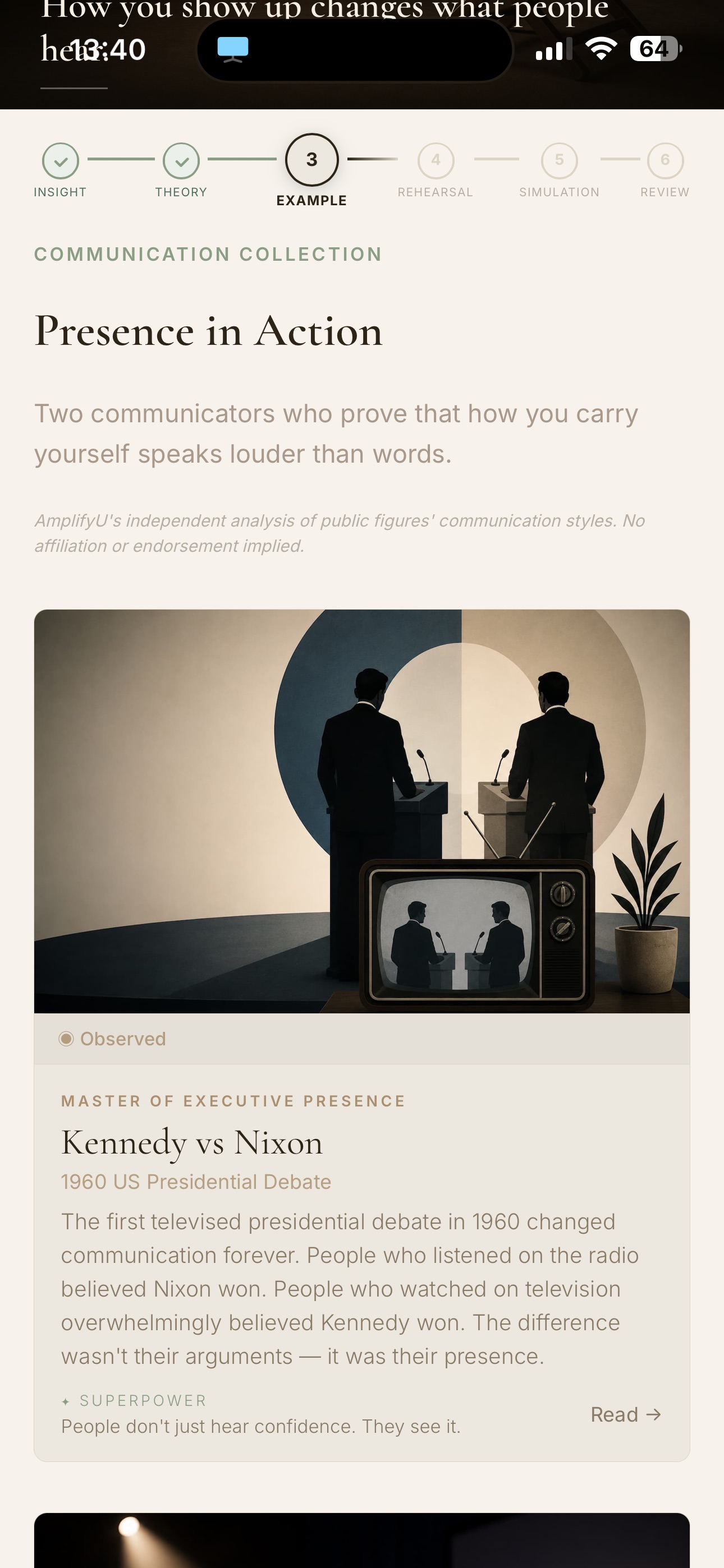 AmplifyU — Presence in Action, Kennedy vs Nixon