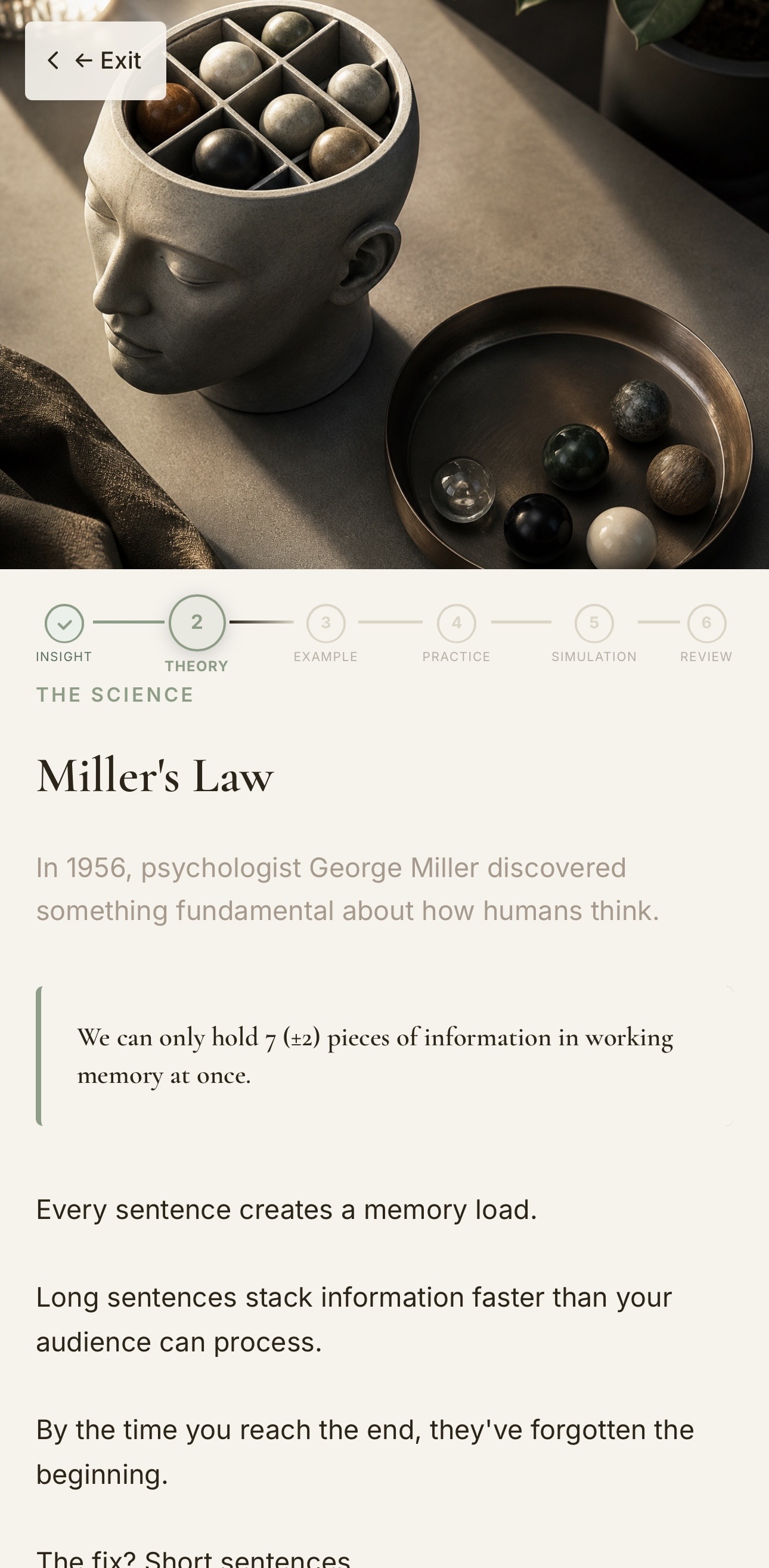 AmplifyU — Miller's Law clarity module